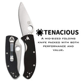 Close-up of 3.3-inch 8Cr13MoV blade on Spyderco Tenacious